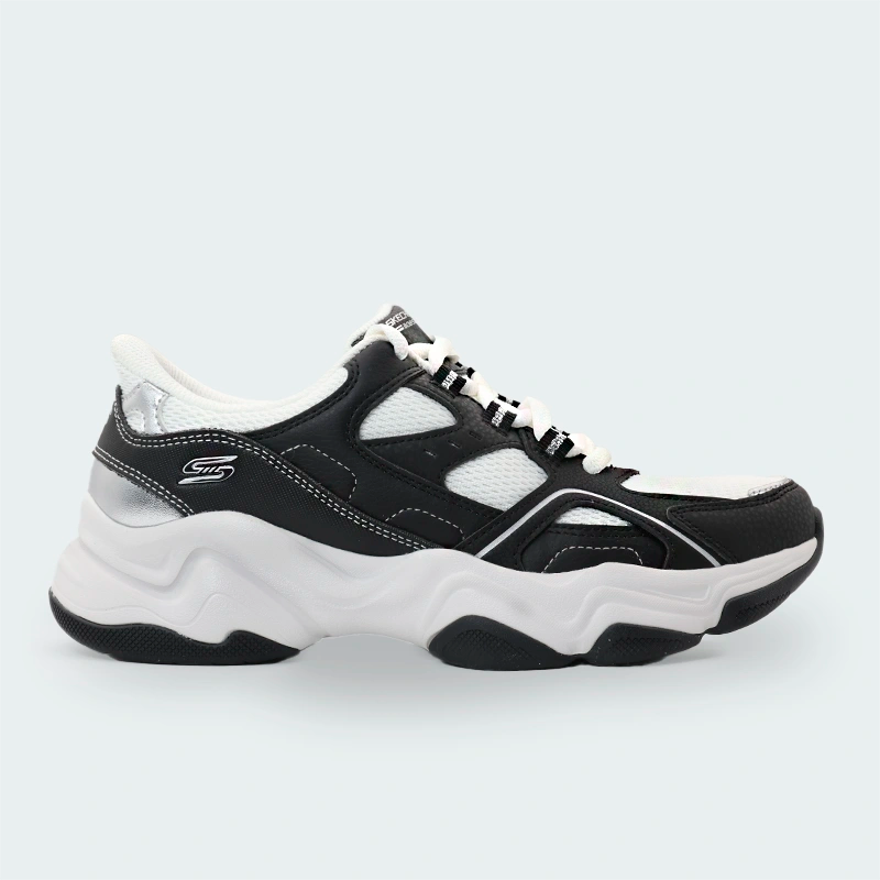 Tenis Skechers Bobs Diego Negro Blanco Mujer