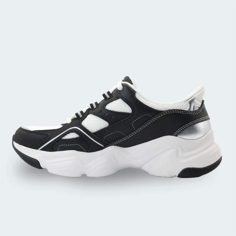 Tenis Skechers Bobs Diego Negro Blanco Mujer