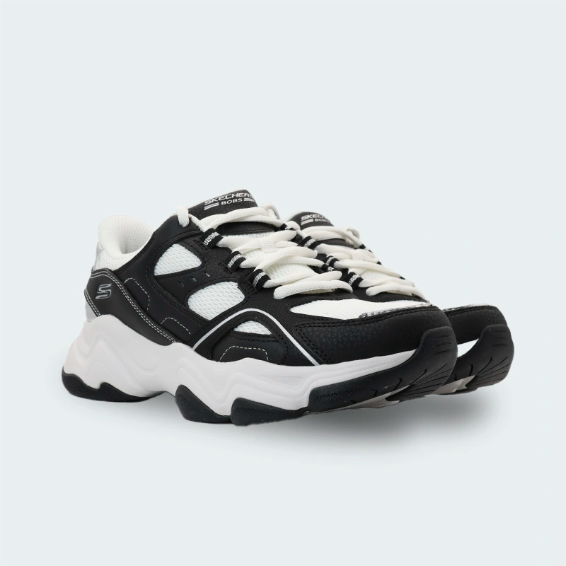 Tenis Skechers Bobs Diego Negro Blanco Mujer