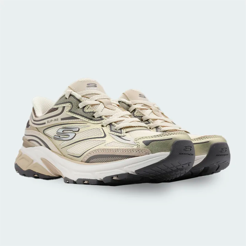 Tenis Skechers Stamina S Beige Mujer