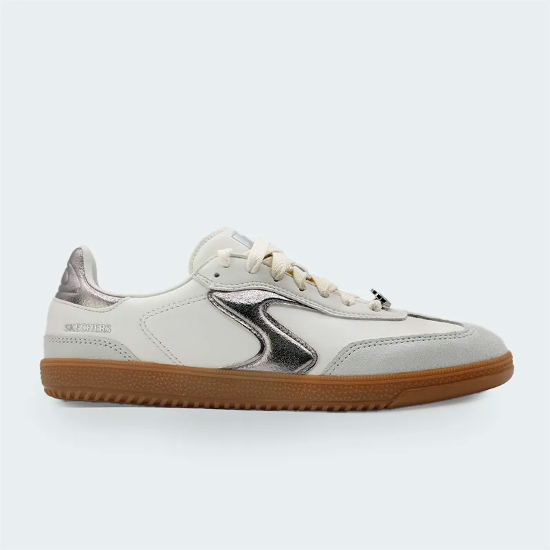 Tenis Skechers Hotshot Blanco Plateado Mujer