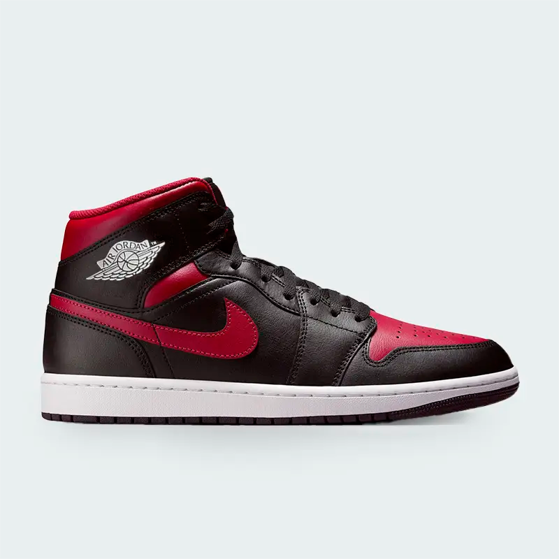 Tenis Nike Air Jordan 1 Mid Rojo Negro Hombre