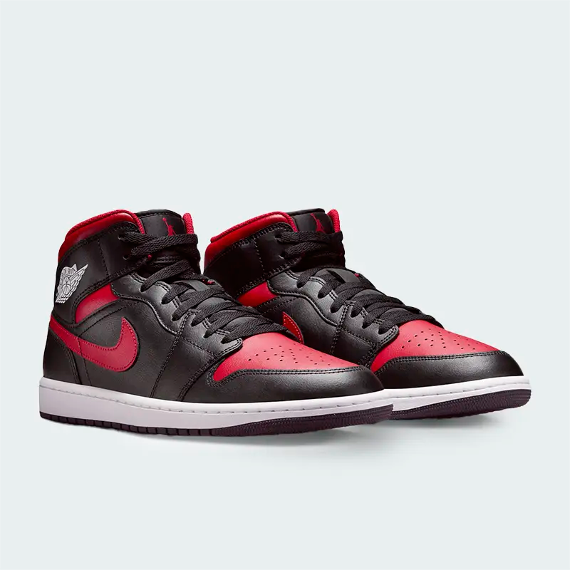Tenis Nike Air Jordan 1 Mid Rojo Negro Hombre