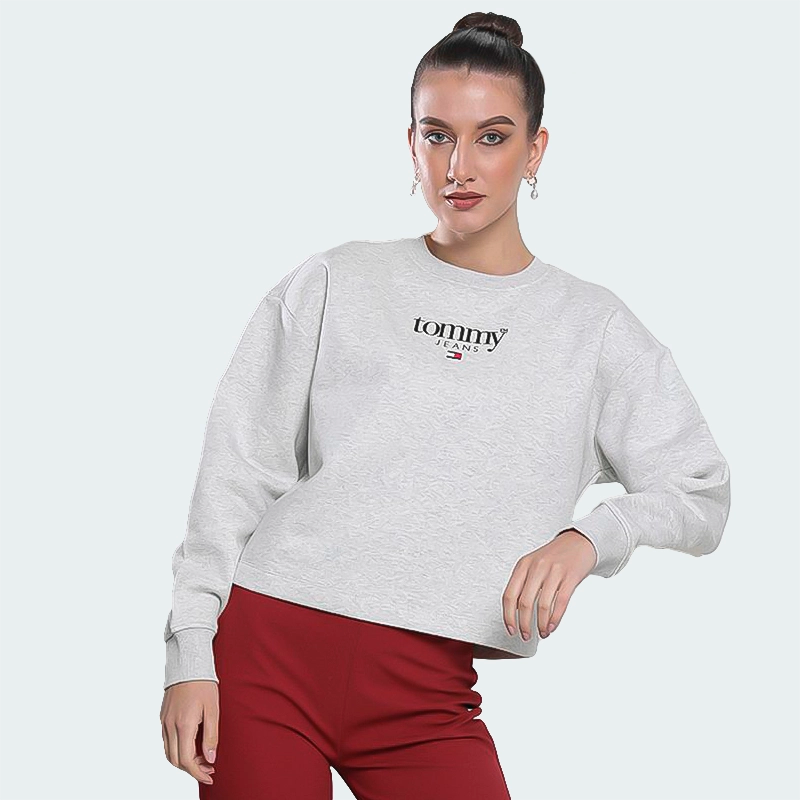 Buzo Tommy Jeans Relaxed Fit Gris Mujer