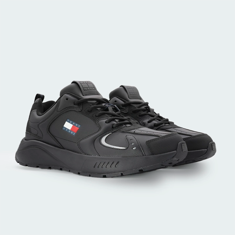 Tenis Tommy Hilfiger Runner Leather Negro Hombre
