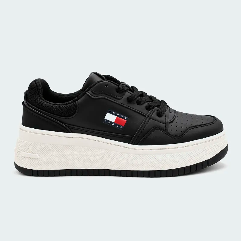 Tenis Tommy Hilfiger Retro Basket Negro Mujer