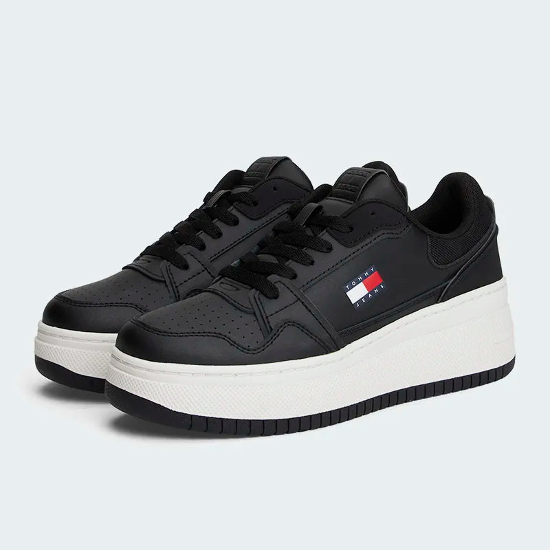 Tenis Tommy Hilfiger Retro Basket Negro Mujer
