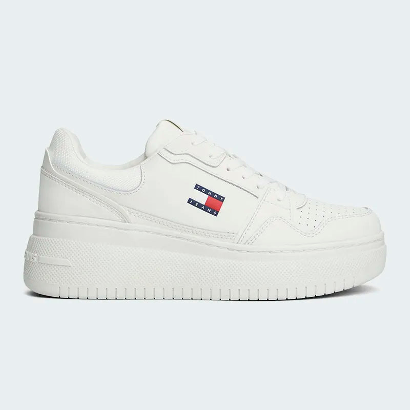 Tenis Tommy Hilfiger Retro Basket Blanco Mujer