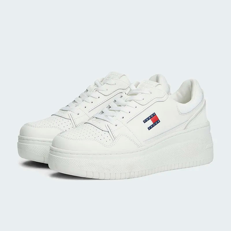 Tenis Tommy Hilfiger Retro Basket Blanco Mujer