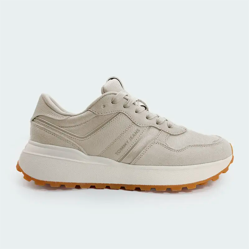 Tenis Tommy Hilfiger Suede Cleat Trainers Beige Mujer
