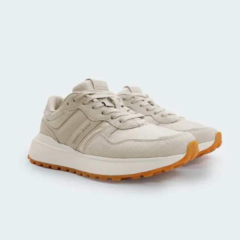Tenis Tommy Hilfiger Suede Cleat Trainers Beige Mujer