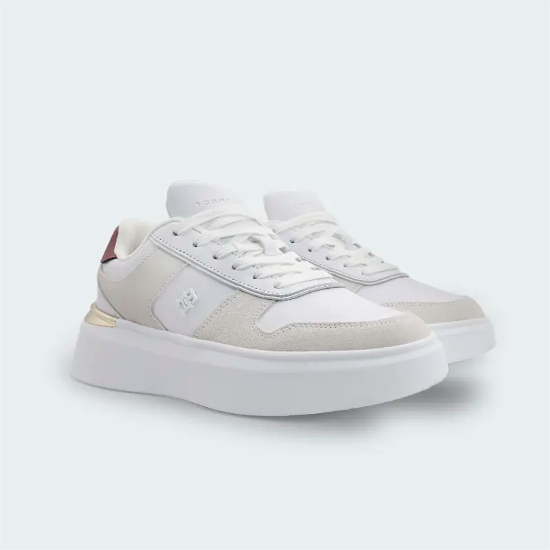 Tenis Tommy Hilfiger Mixed Texture Court Blanco Mujer