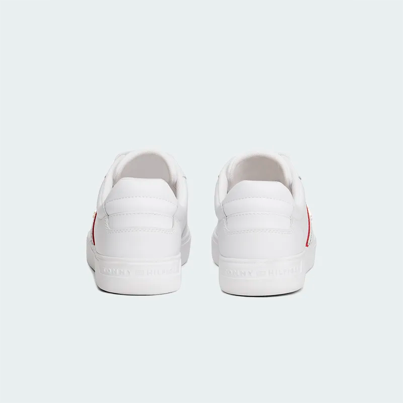 Tenis Tommy Hilfiger Webbing Stripe Leather Cupsole Blanco Mujer