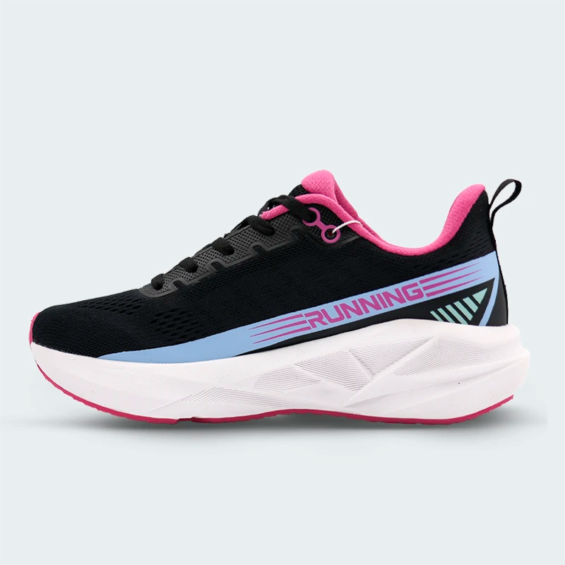 Tenis Guk Running Negro Rosado Mujer
