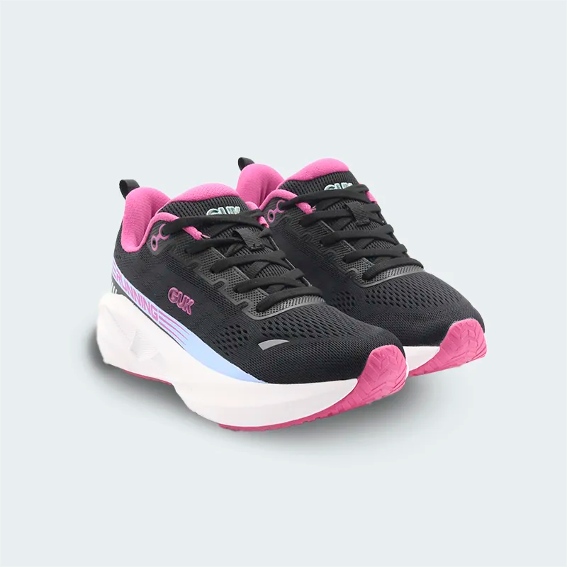 Tenis Guk Running Negro Rosado Mujer