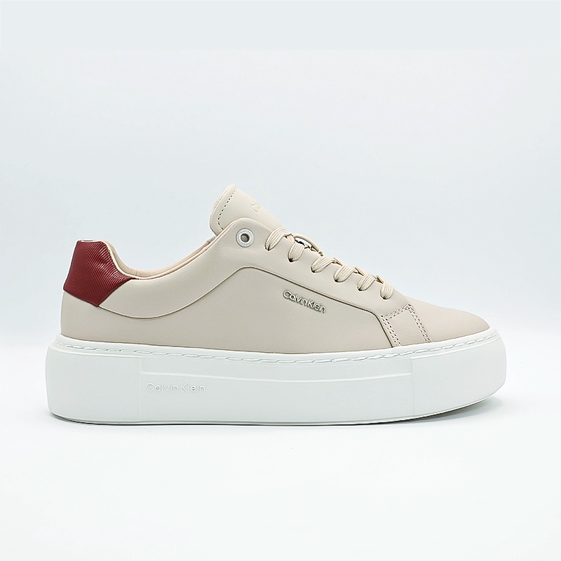 Tenis Calvin Klein Leather Trainers Beige Mujer