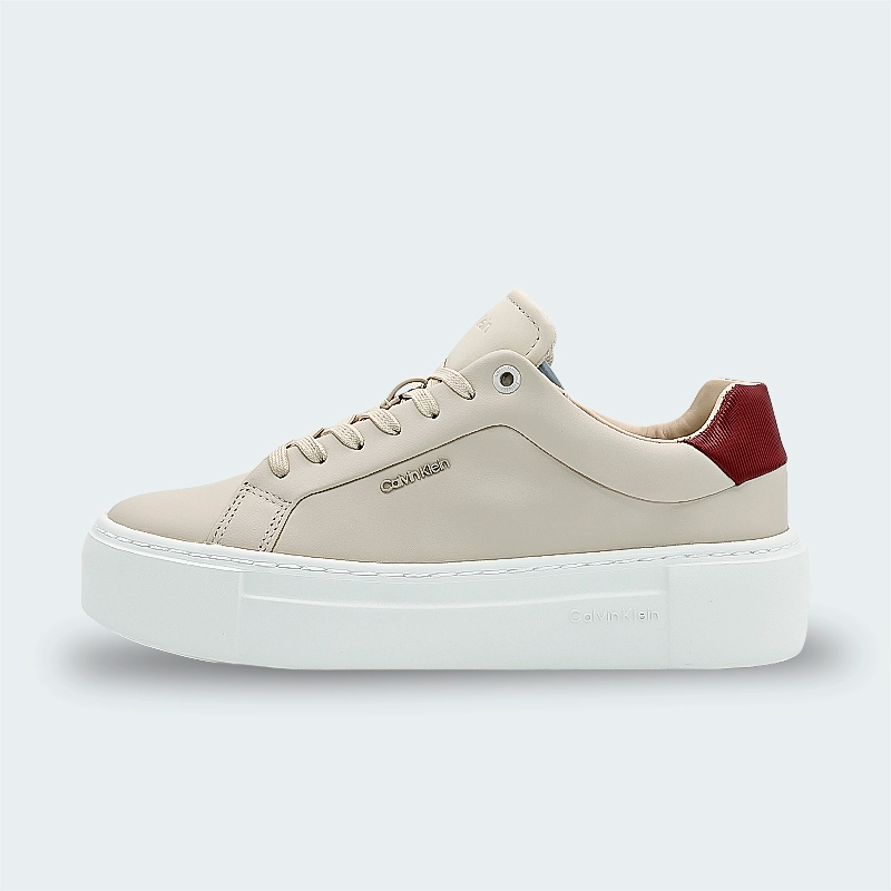 Tenis Calvin Klein Leather Trainers Beige Mujer