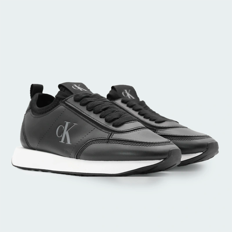 Tenis Calvin Klein Retro Runner Leather Negro Mujer