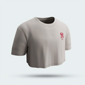 Camiseta Crop MLB Yankees Beige Mujer