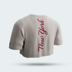 Camiseta Crop MLB Yankees Beige Mujer