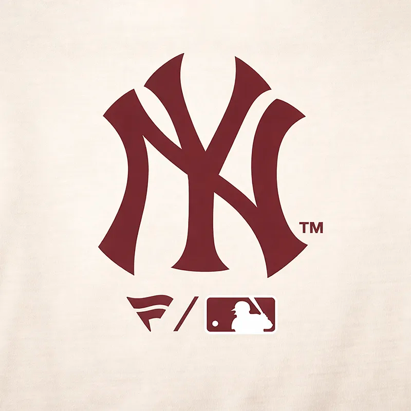 Camiseta Crop MLB Yankees Beige Mujer
