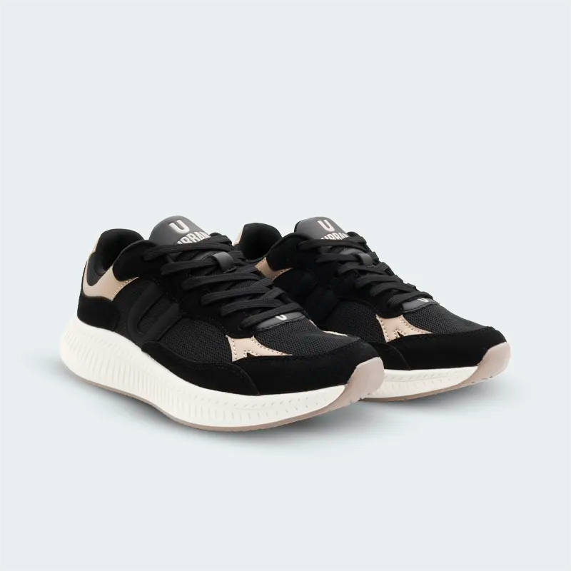 Tenis Urban Negro Beige Hombre