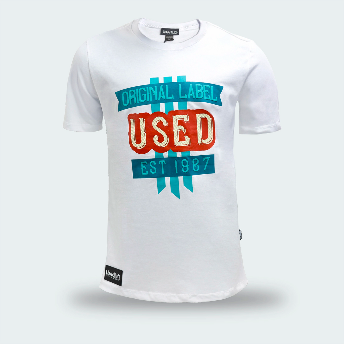 T-Shirt Used Original Print Classic Blanco Hombre