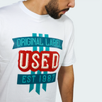 T-Shirt Used Original Print Classic Blanco Hombre