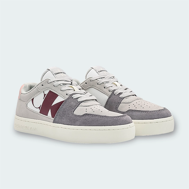 Tenis Calvin Klein Leather Sneaker Gris Mujer