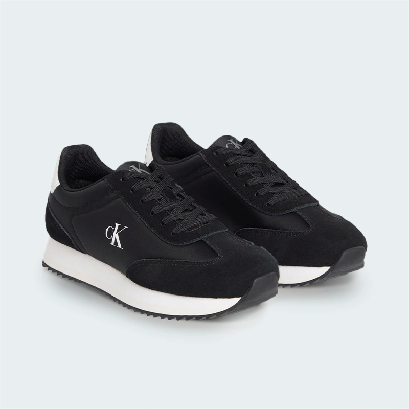 Tenis Calvin Klein Leather Trainers Negro Mujer
