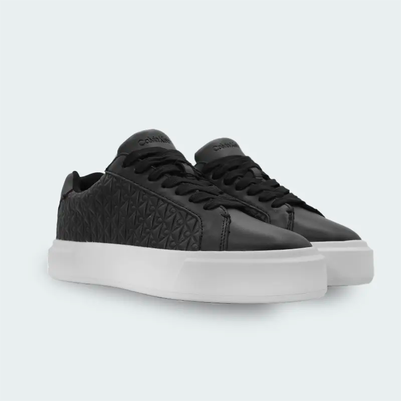 Tenis Calvin Klein Logo Monograma Negro Mujer