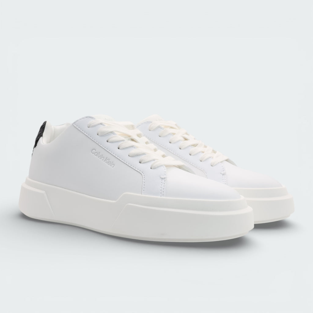 Tenis Calvin Klein Smooth Leather Logo Blanco Mujer