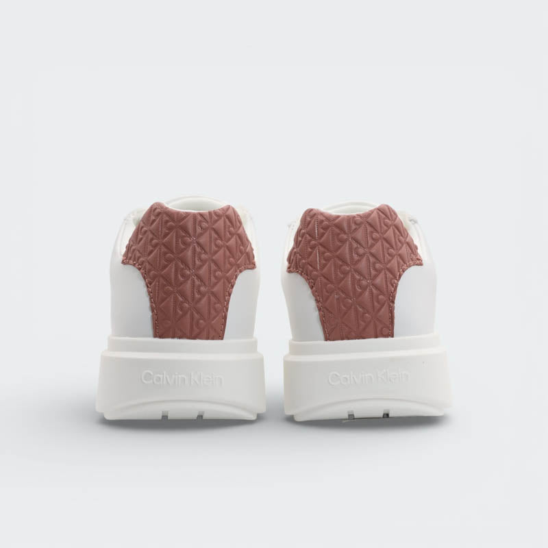 Tenis Calvin Klein Smooth Leather Logo Blanco Mujer